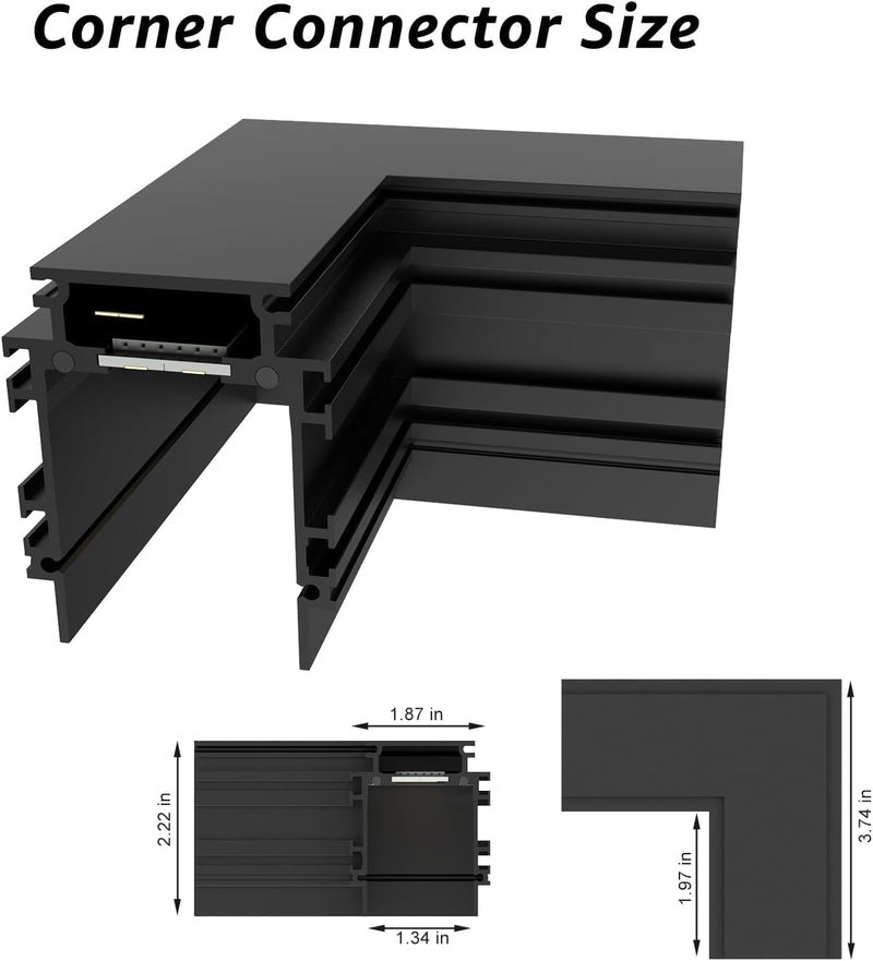 SCON Horizontal Corner Joint Connector for Recessed Magnetic Track Lighting, Professional Grade Aluminum Corner Piece to Create Custom L-Shape Layouts, 24V, Compatible Magnetic Track System - Image 4